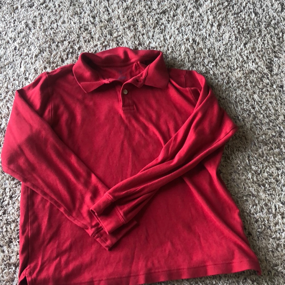 Boys red, large, Lands’ End long-sleeve polo